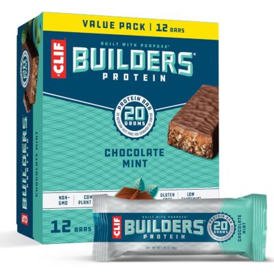 CLIF BUILDERS Protein Bars – Chocolate Mint Flavor -2.4 oz. (12 Count) Only $10